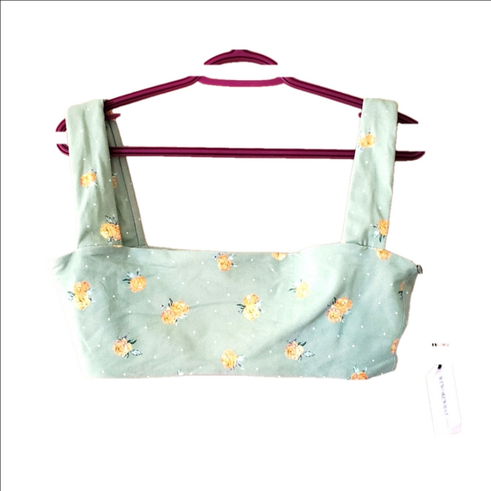 Nwt Weworewhat Sea Green Florals Bandeau Bra Top Summer Liberty Size Large